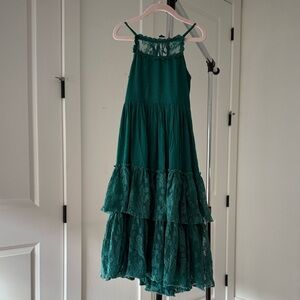 Joyfolie Teal Tiered Lace Kids Dress